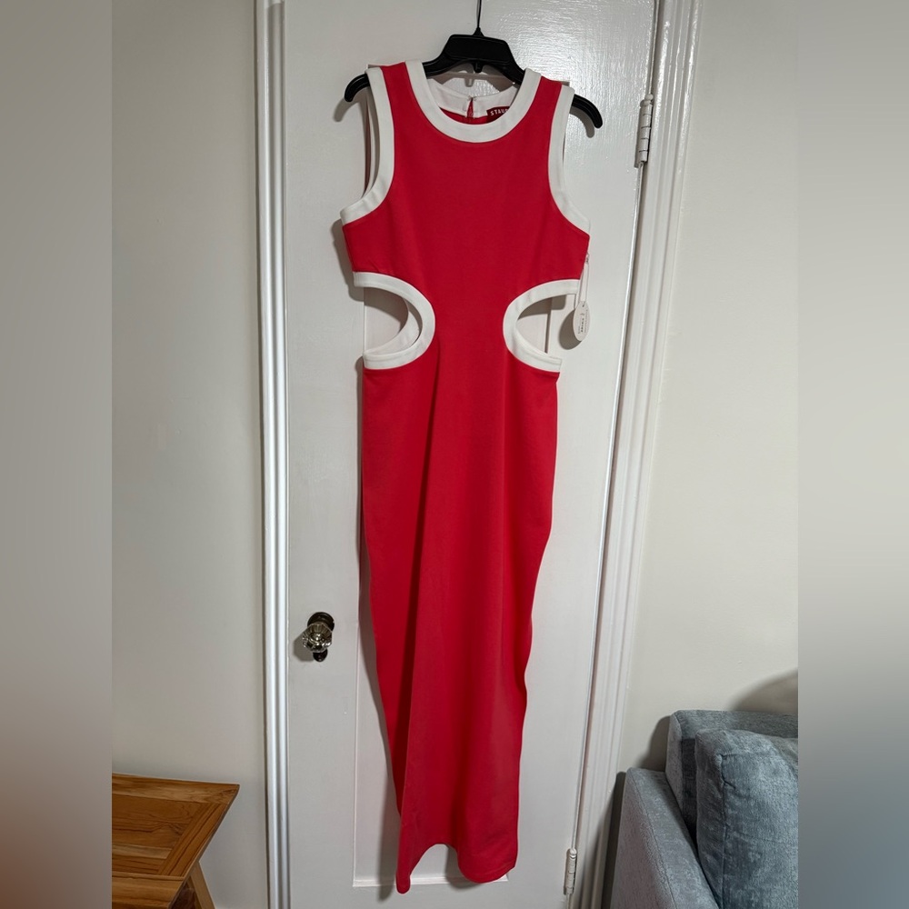 STAUD Red (Hibiscus) and White Dress (New!)